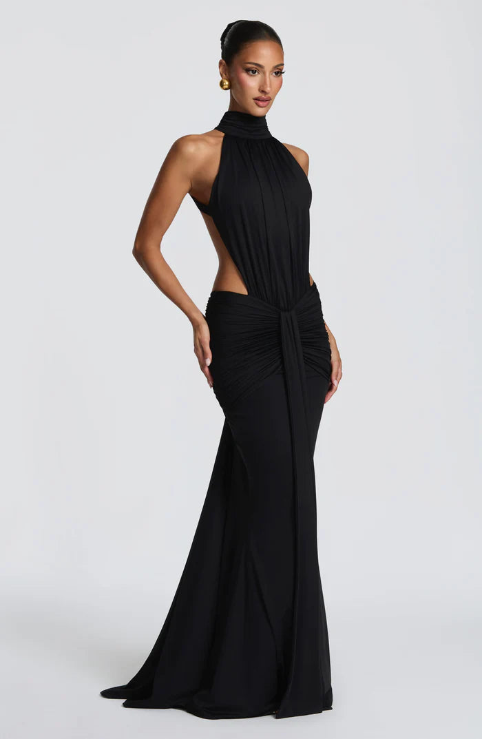Amirah | Women’s Open Back Sleeveless Halter Neck Maxi Dress