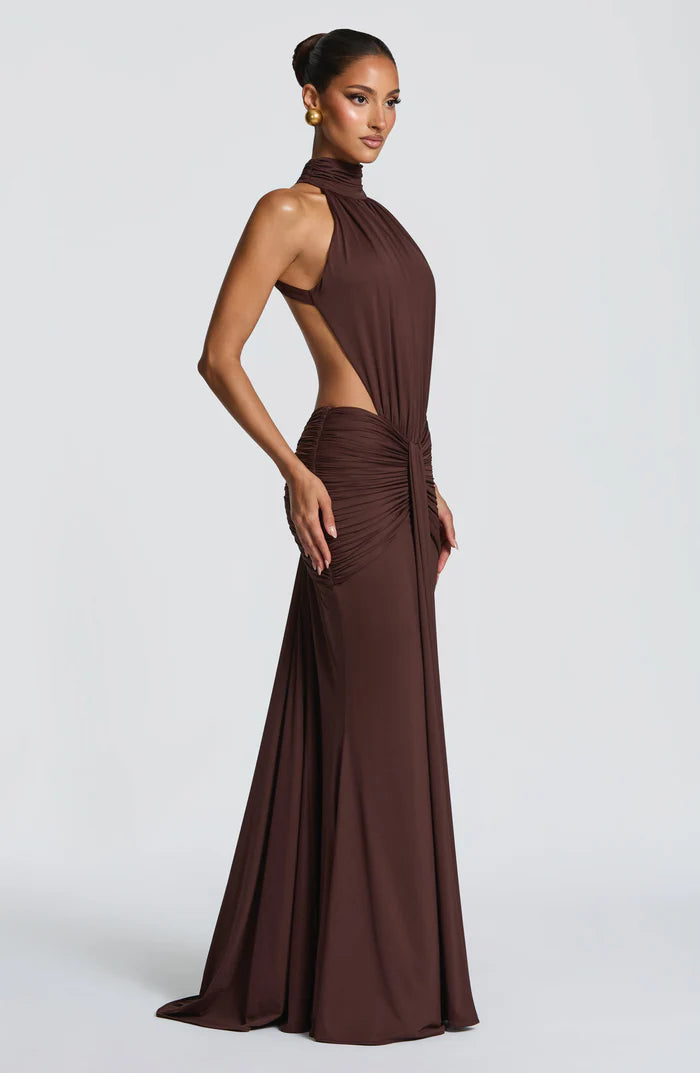 Amirah | Women’s Open Back Sleeveless Halter Neck Maxi Dress