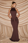 Amirah | Women’s Open Back Sleeveless Halter Neck Maxi Dress