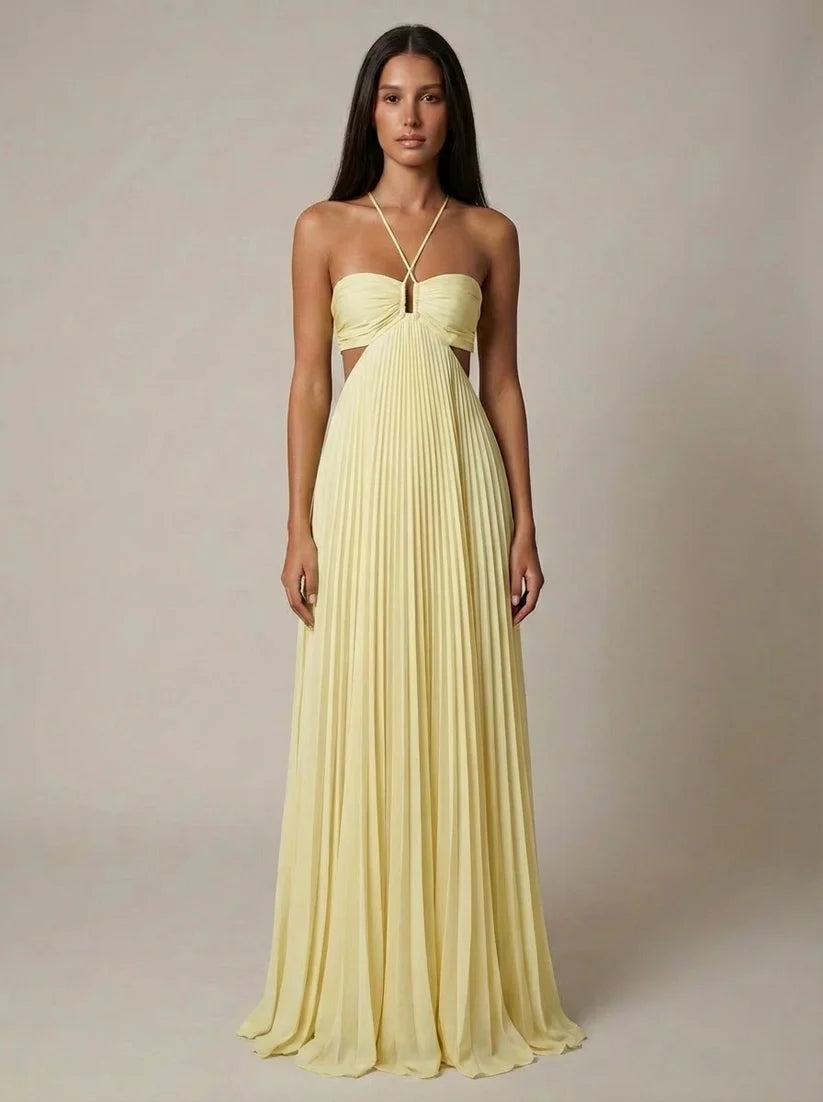 Amiya | Women's Pleated Strappy Sleeveless Wedding Guest Dress