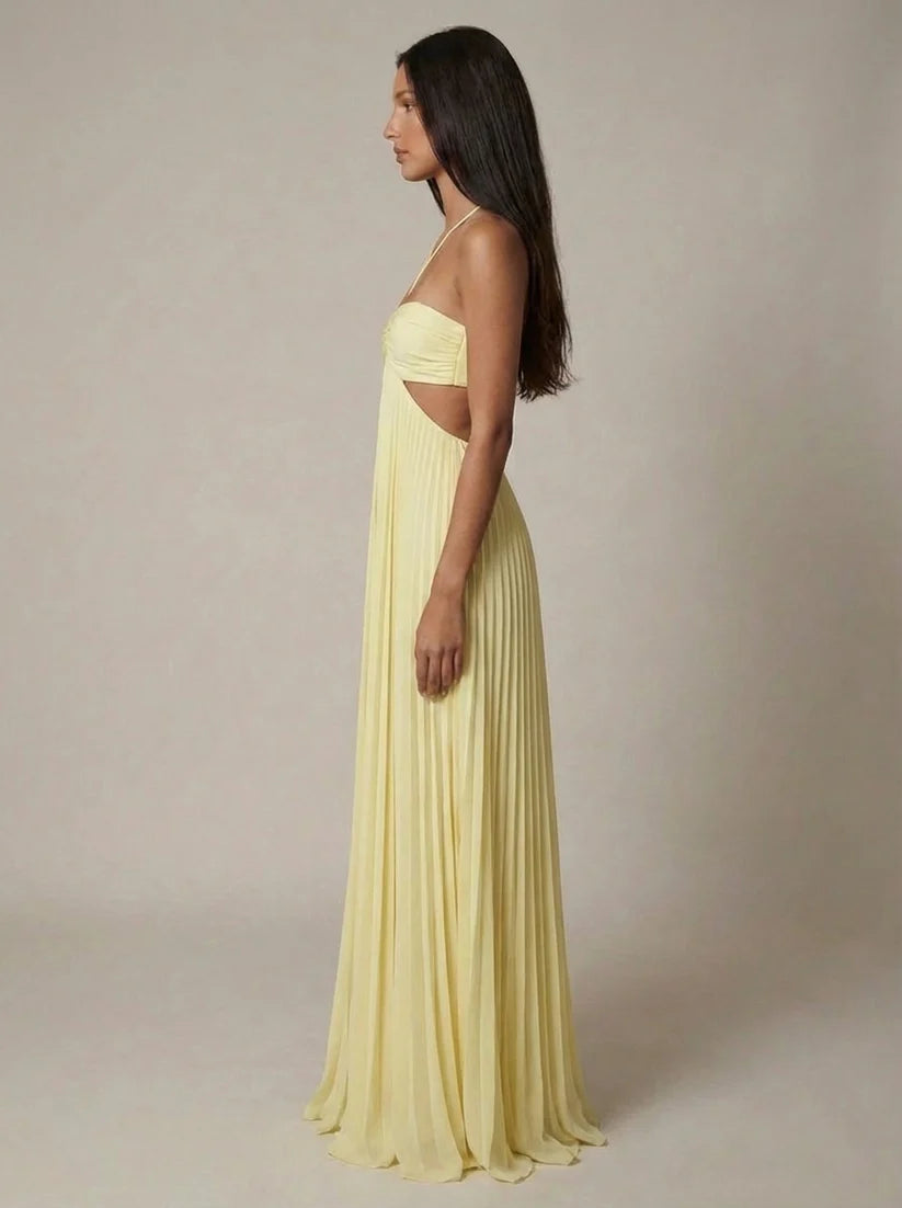 Amiya | Women's Pleated Strappy Sleeveless Wedding Guest Dress