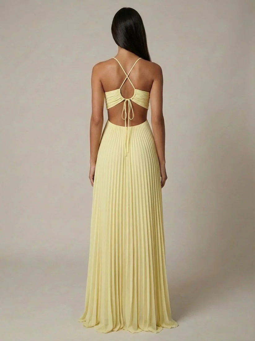 Amiya | Women's Pleated Strappy Sleeveless Wedding Guest Dress