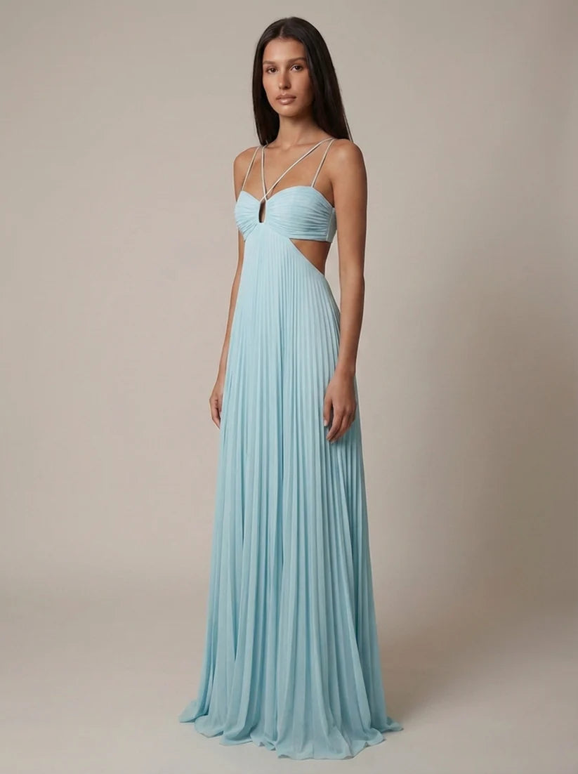 Amiya | Women's Pleated Strappy Sleeveless Wedding Guest Dress