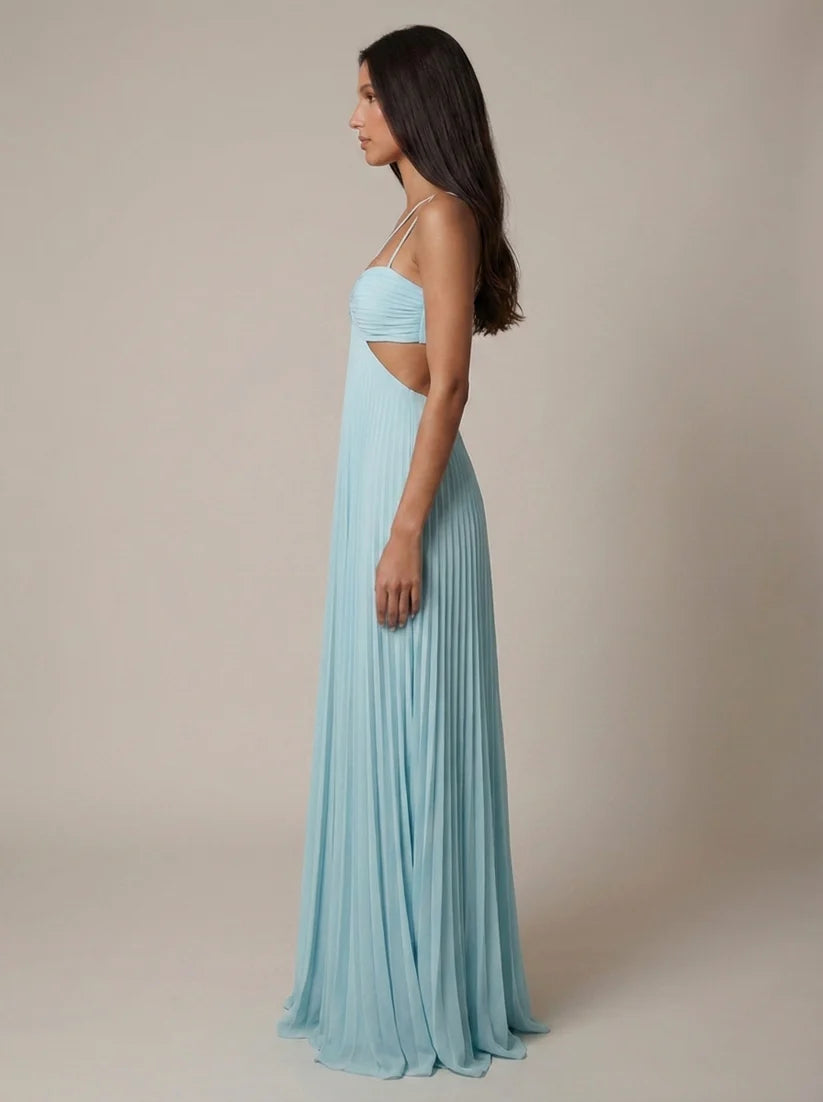 Amiya | Women's Pleated Strappy Sleeveless Wedding Guest Dress