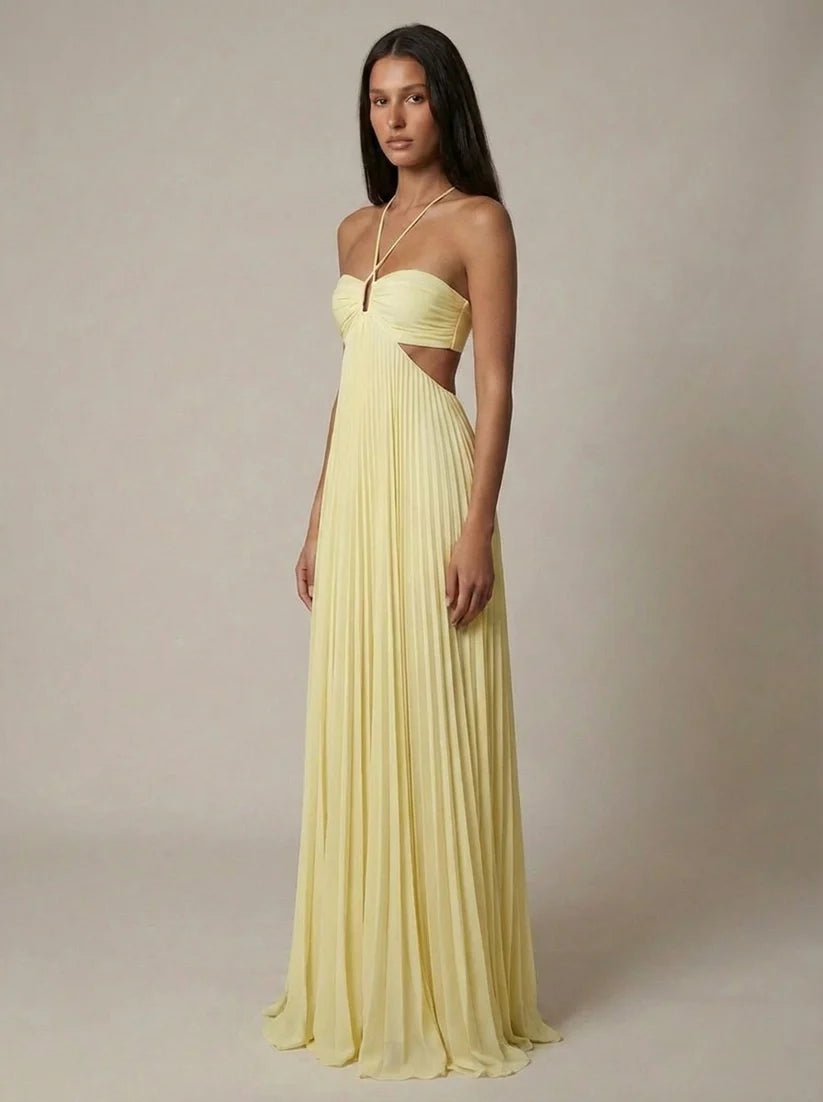 Amiya | Women's Pleated Strappy Sleeveless Wedding Guest Dress
