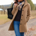 Amora | Women's Button Front Long Sleeve Collared Winter Coat