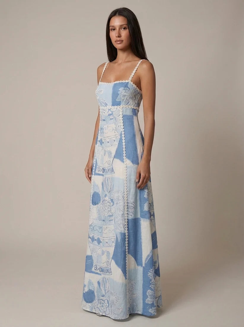 Amoret | Women's Printed A Line Sleeveless Wedding Guest Dress