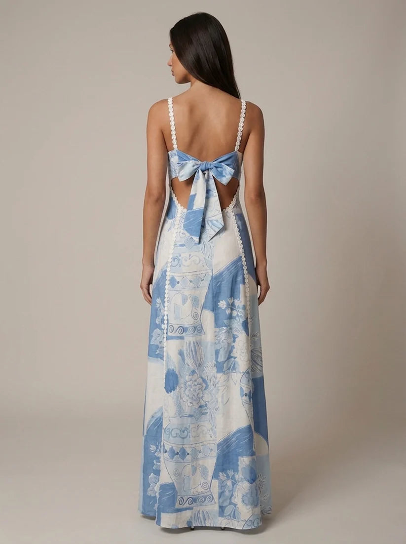Amoret | Women's Printed A Line Sleeveless Wedding Guest Dress