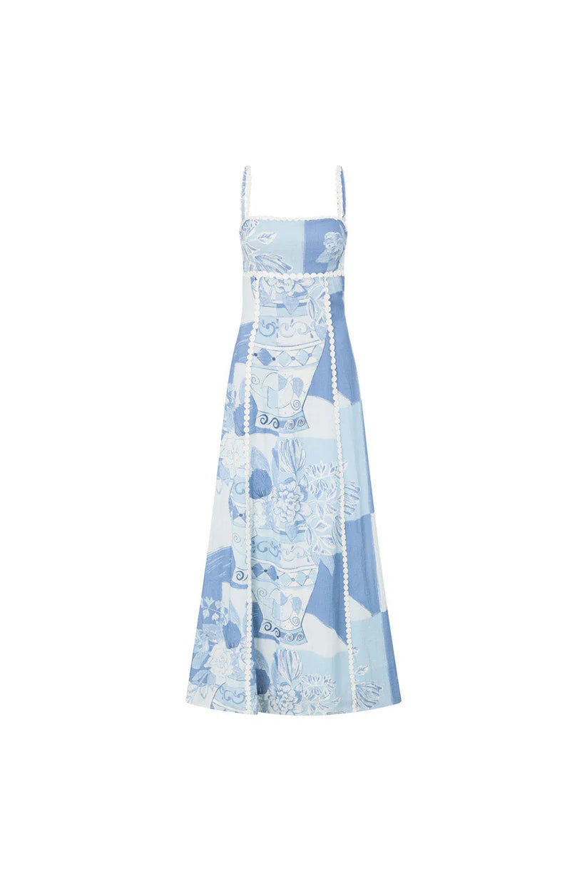 Amoret | Women's Printed A Line Sleeveless Wedding Guest Dress