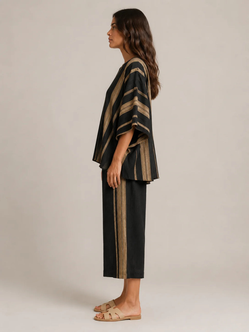 Amorita | Women’s Wide Leg Striped Scoop Neck Two Piece Set