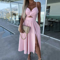 Amyra | Women's High Slit Sleeveless Cut Out Flowy Midi Dress