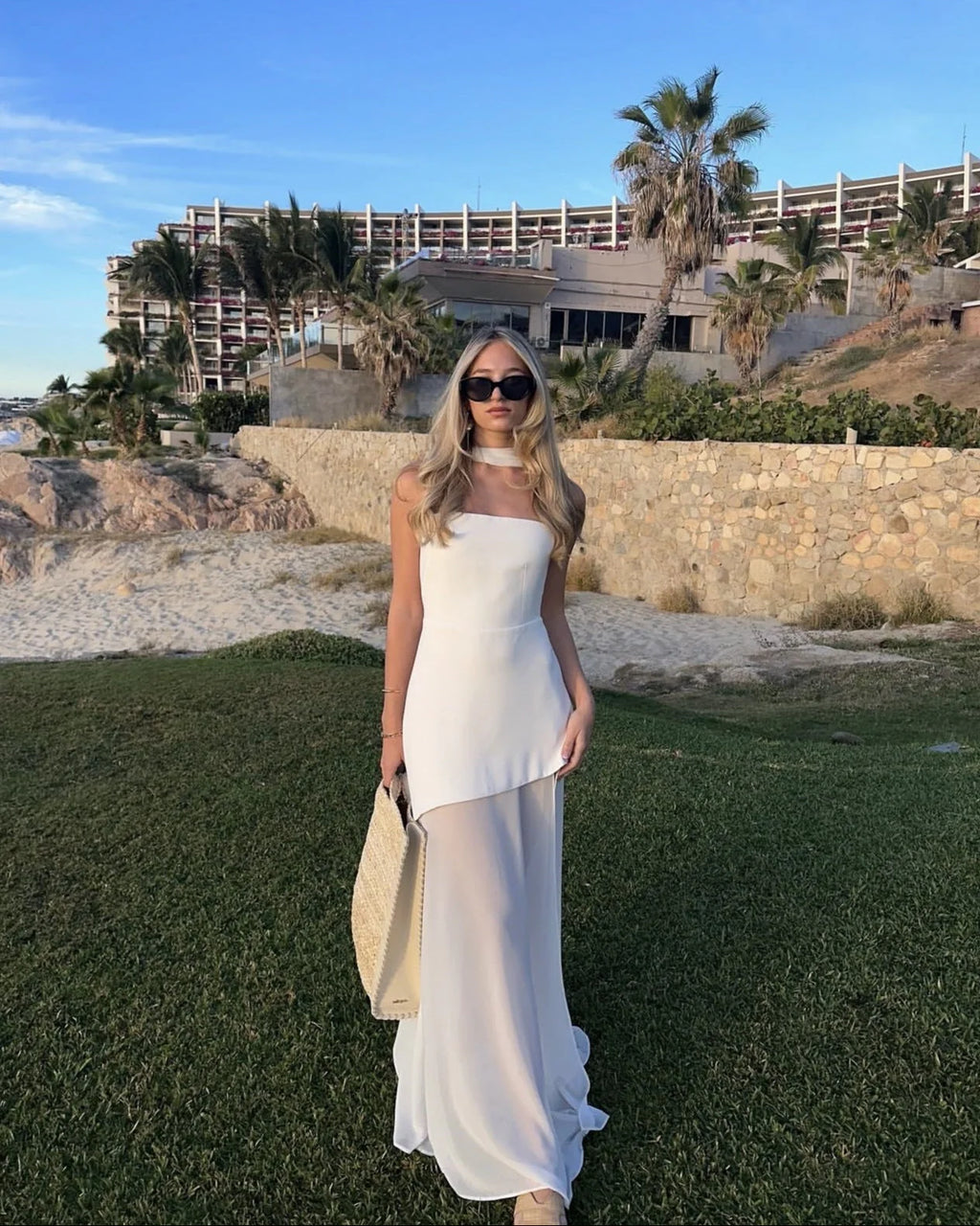 Amythest | Women’s Strapless High Slit Flowy Wedding Guest Dress