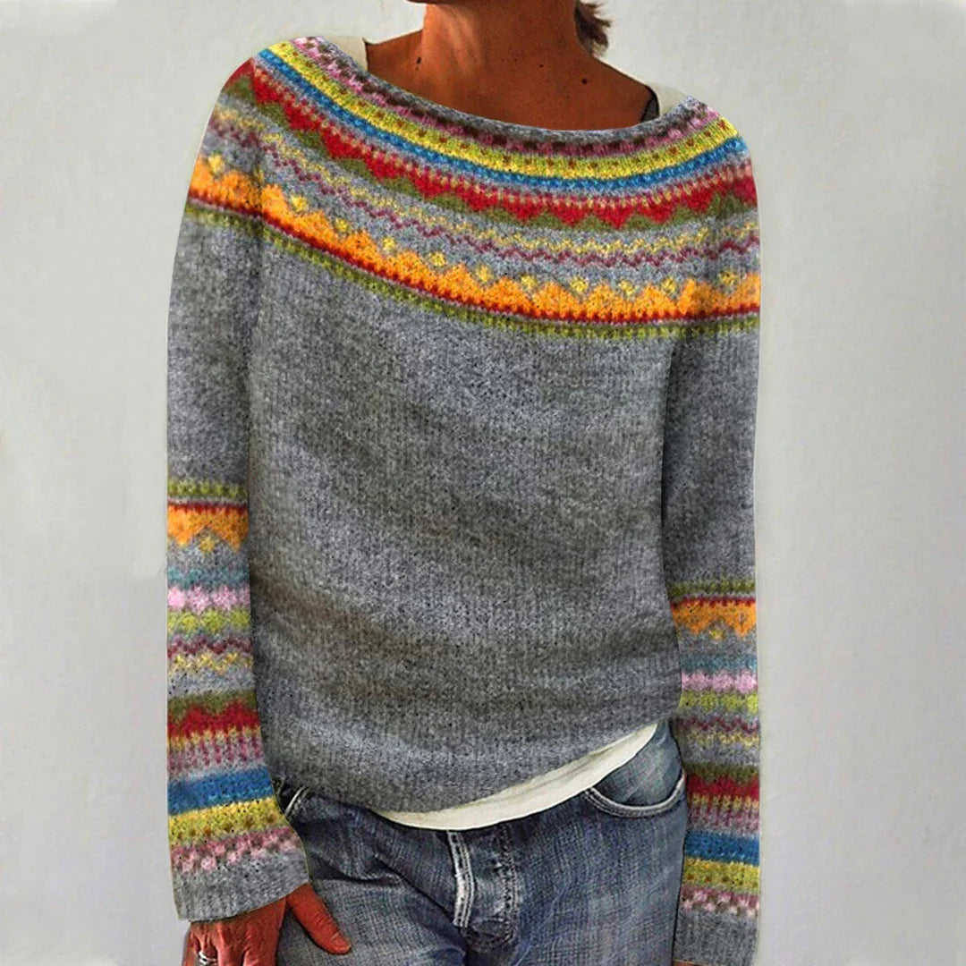 Anabell | Women's Patterned Round Neck Long Sleeve Sweater
