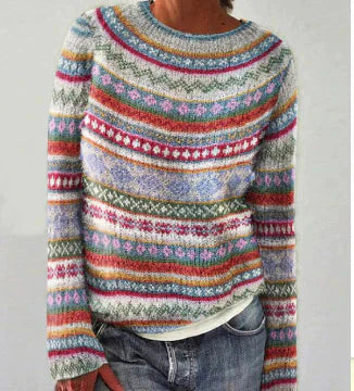 Anabell | Women's Patterned Round Neck Long Sleeve Sweater