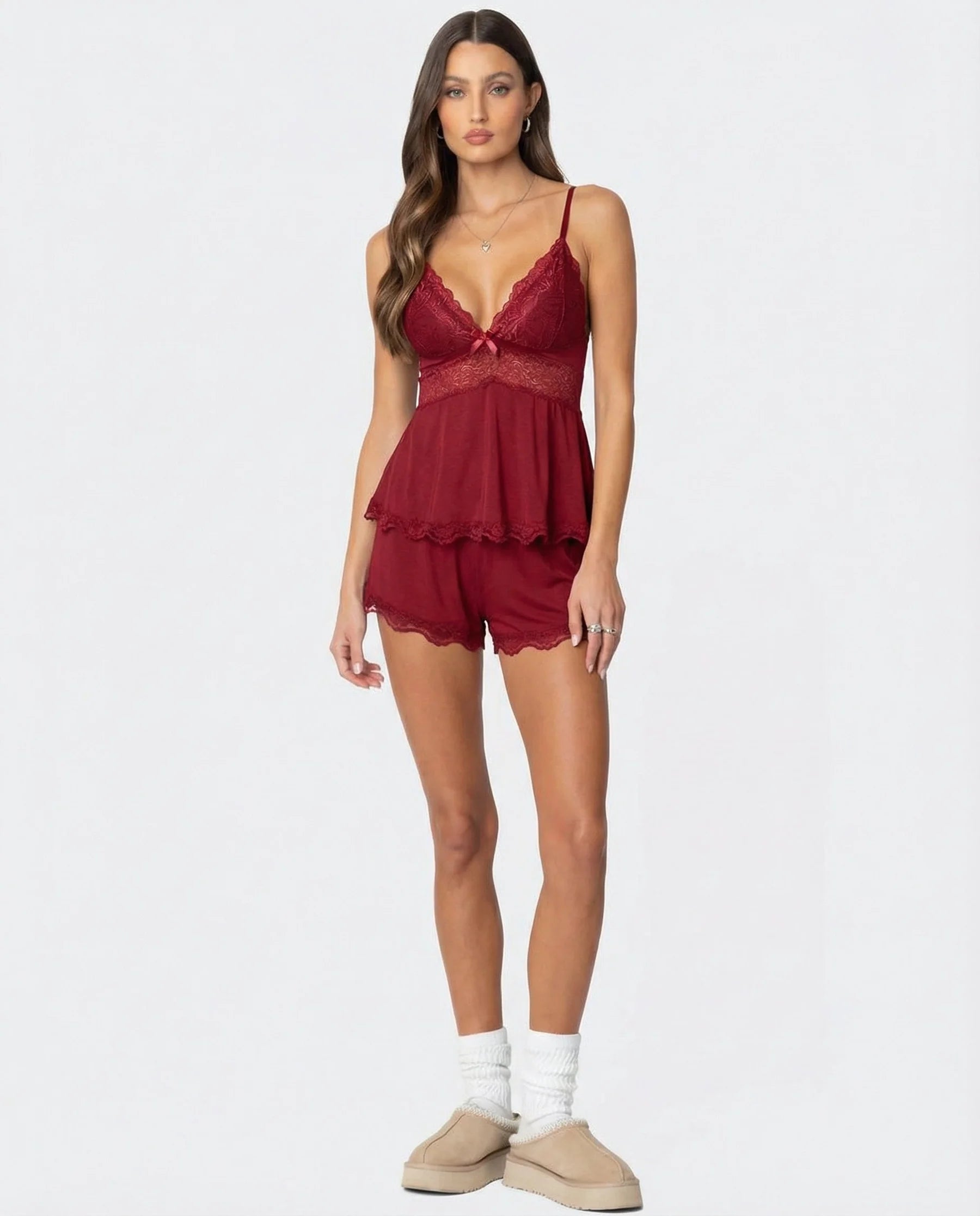 Anabella | Women's Sleeveless V Neck Relaxed Fit Two Piece Set