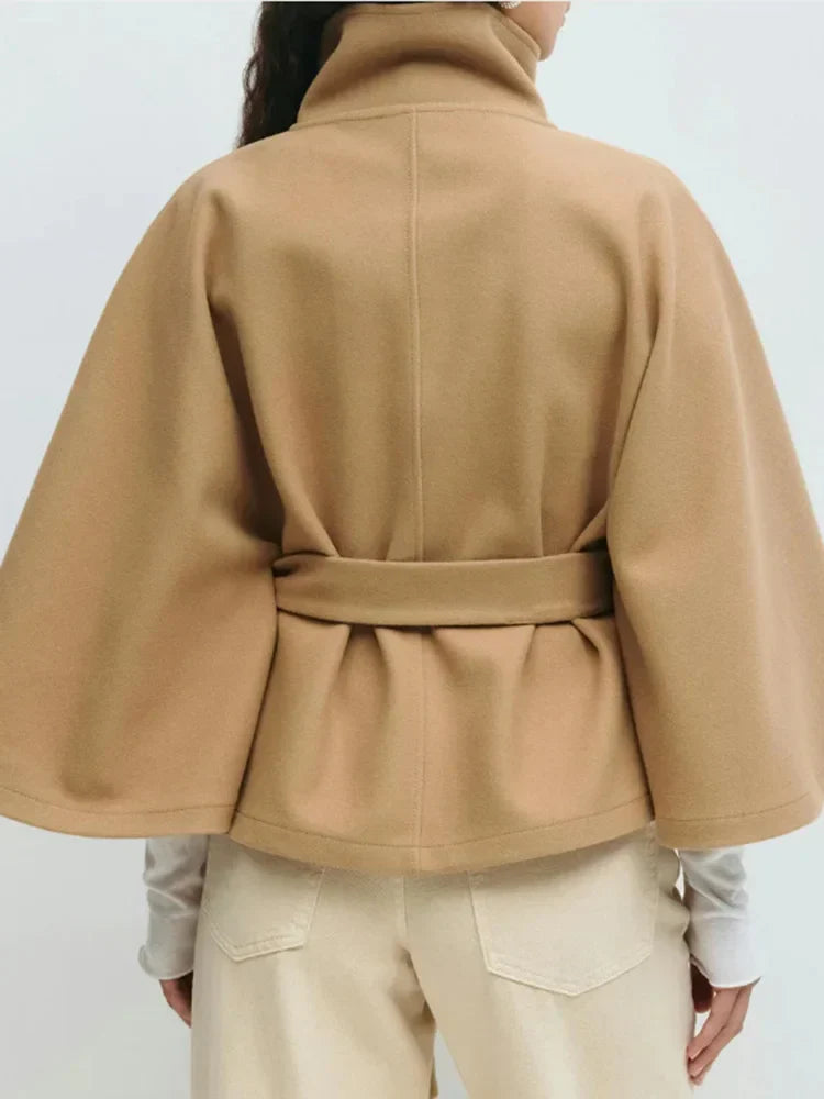 Anabeth | Women’s Button Front High Collar Batwing Sleeve Jacket