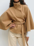 Anabeth | Women’s Button Front High Collar Batwing Sleeve Jacket