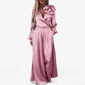 Anaisa | Women’s Long Sleeve V Neck Wide Leg Two Piece Set