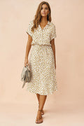 Analisa | Women’s V Neck Button Front Printed Flowy Midi Dress