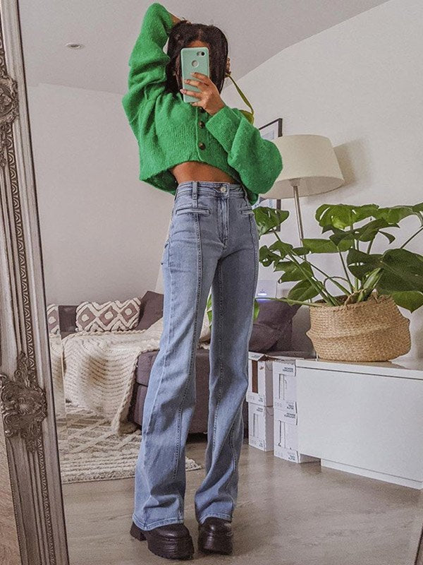 Anastasia | Women's Star Patch High Rise Blue Jeans