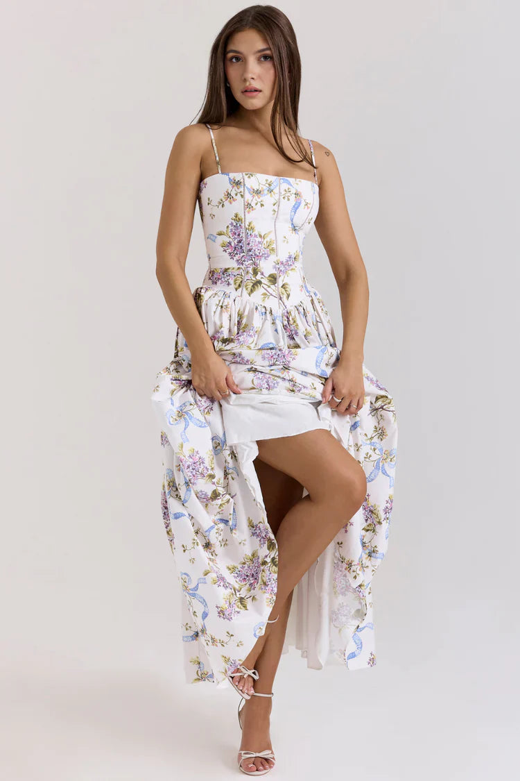 Anastasia | Women’s Tapered Waist Floral Summer Maxi Dress