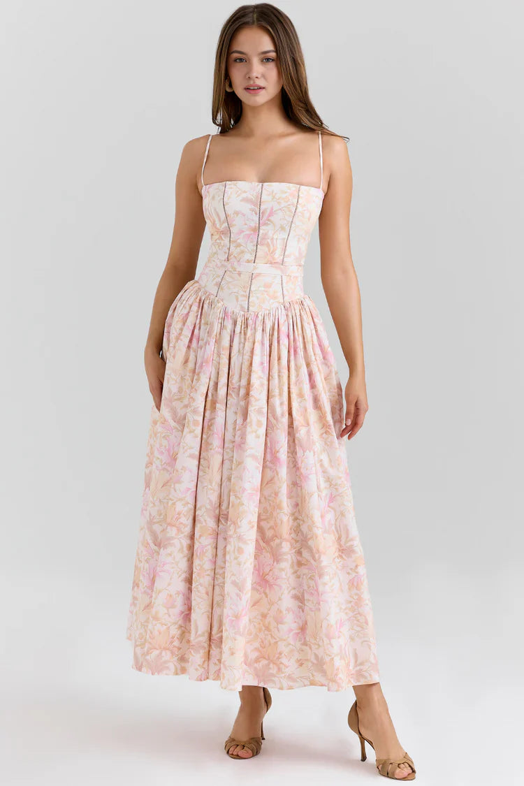 Anastasia | Women’s Tapered Waist Floral Summer Maxi Dress