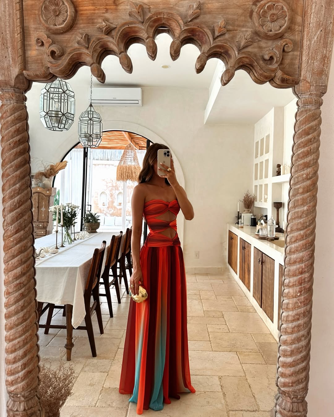 Andra | Women’s Strapless Cut Out Flowy Maxi Dress
