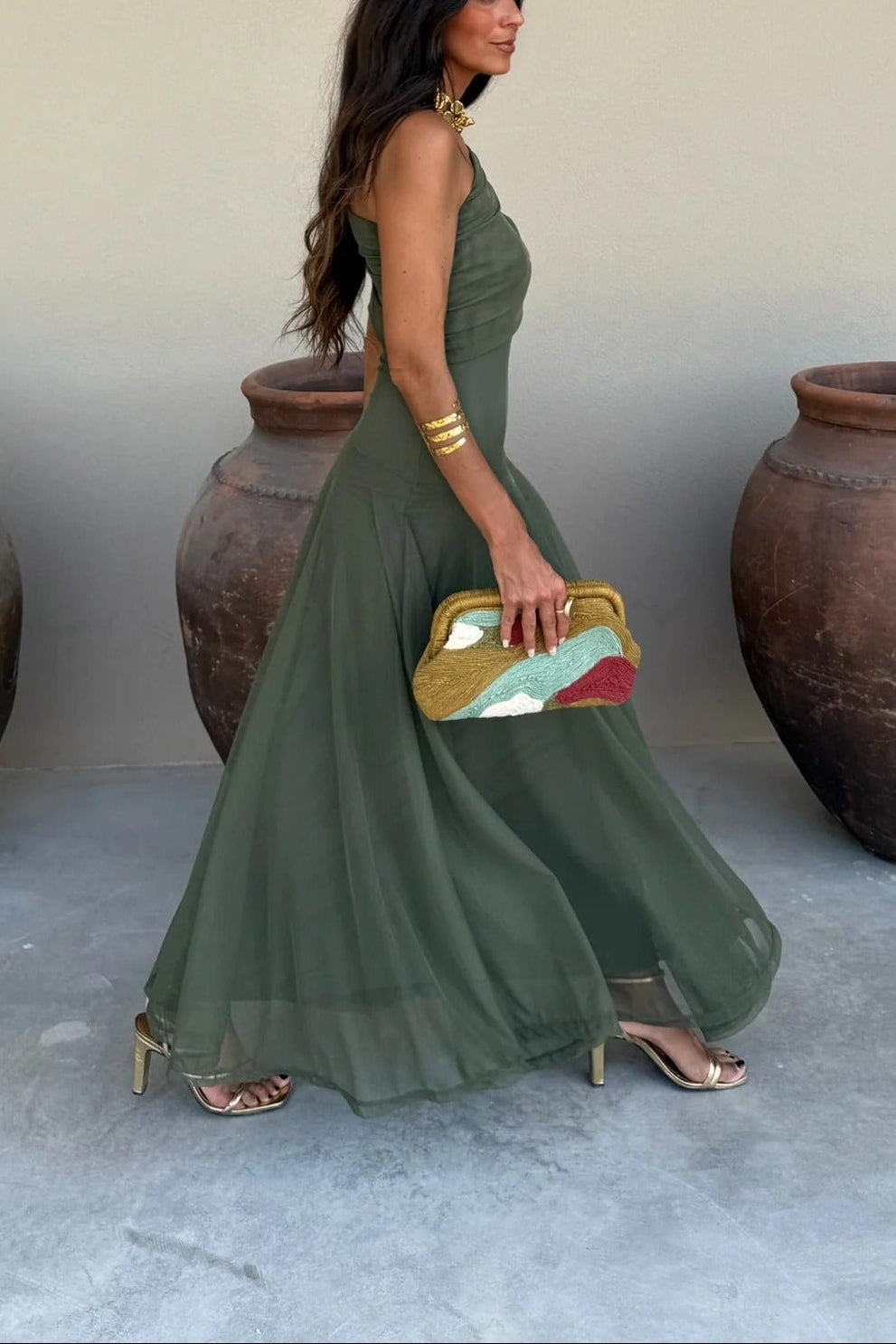 Andria | Women’s One Shoulder Draped Wedding Guest Dress