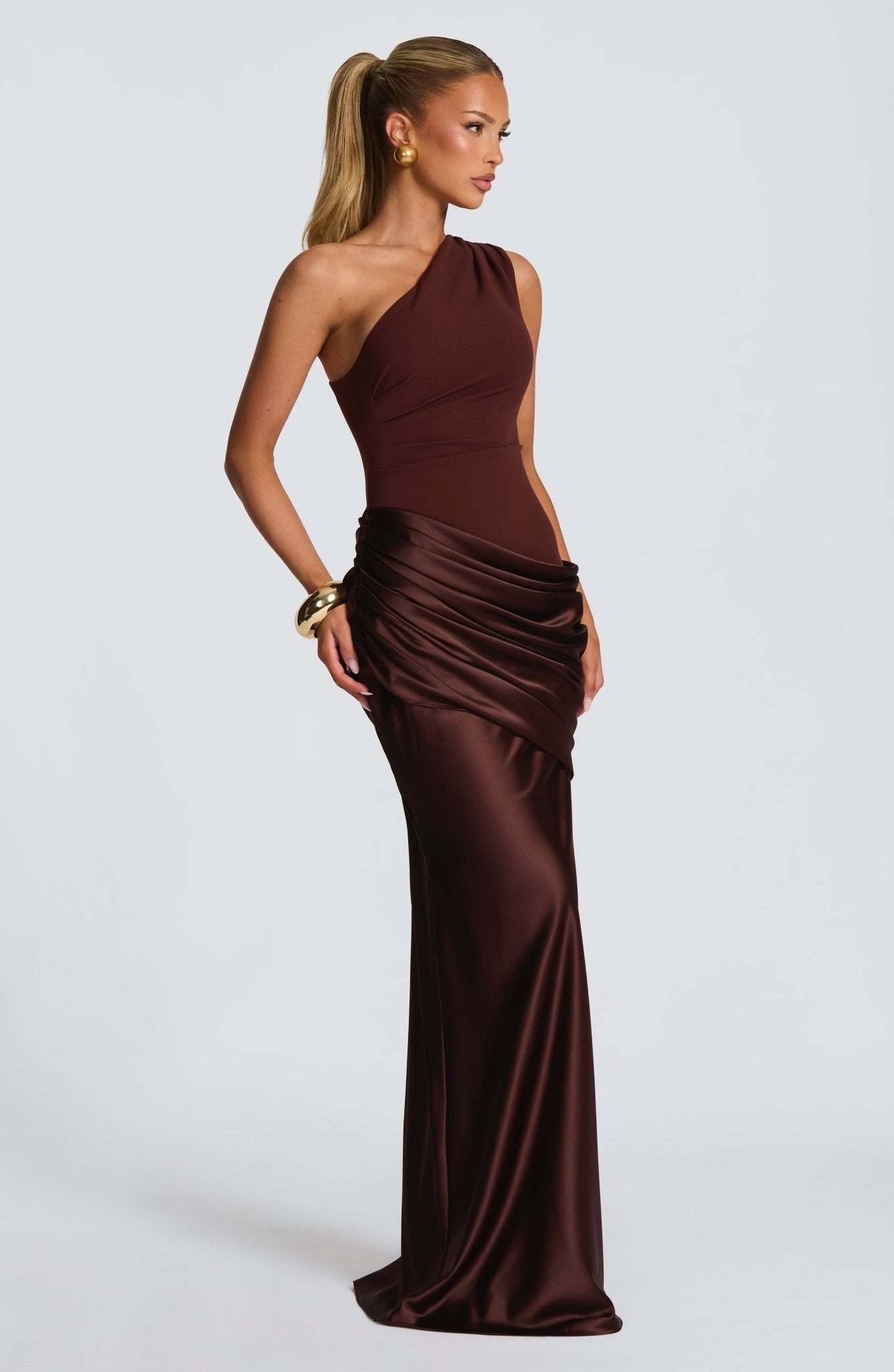 Angelia | Women’s One Shoulder Draped Grad Party Dress