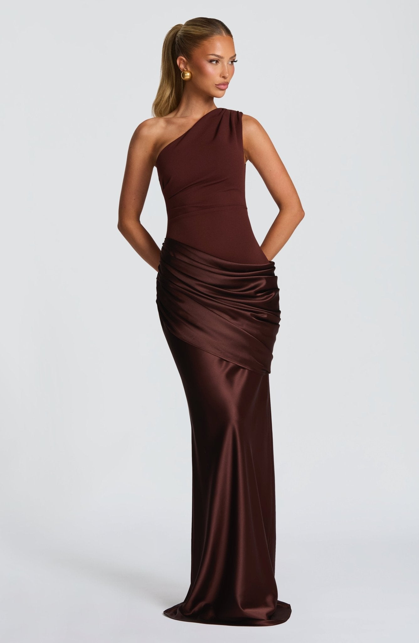 Angelia | Women’s One Shoulder Draped Grad Party Dress