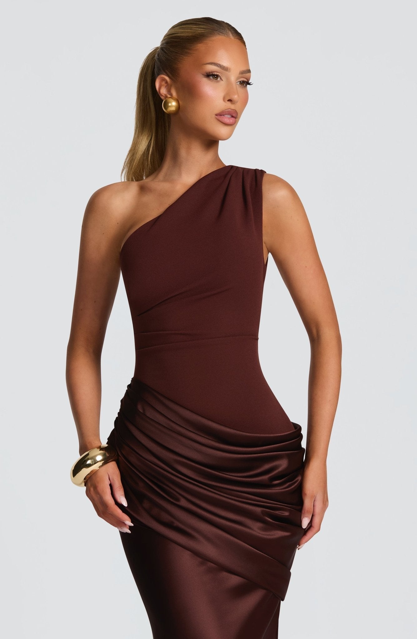 Angelia | Women’s One Shoulder Draped Grad Party Dress