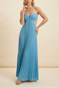 Angelique | Women’s Halter Neck Cut Out Pleated Maxi Dress