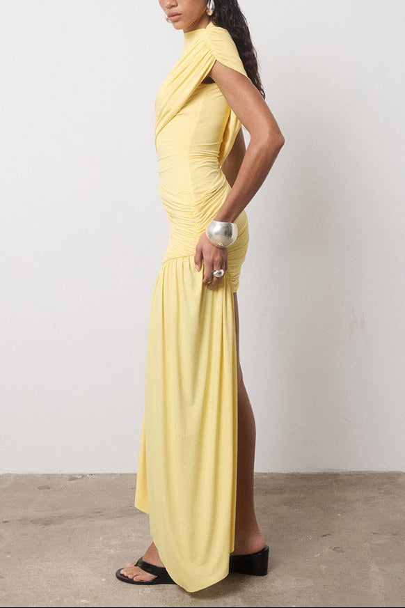 Anika | Women’s Draped High Neck Asymmetrical Prom Dress