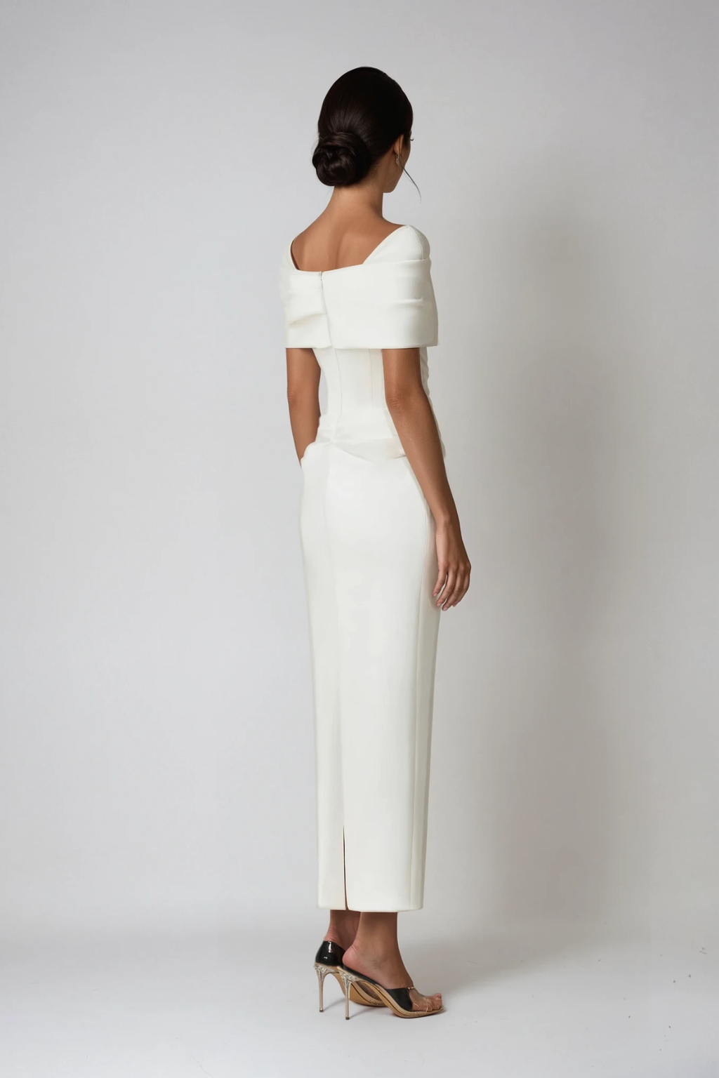Anne | Women’s Ruched Off Shoulder White Wedding Guest Dress