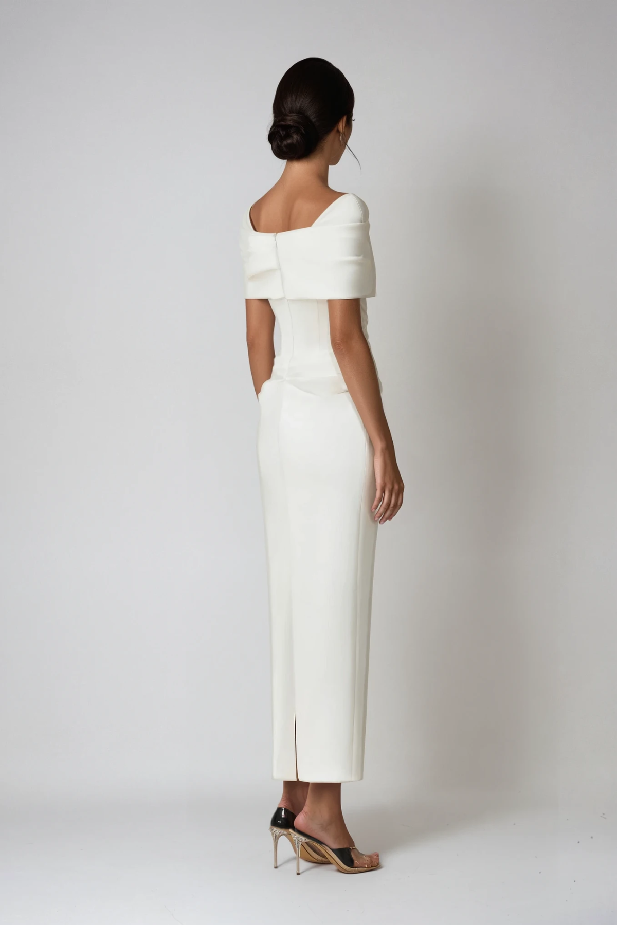 Anne | Women’s Ruched Off Shoulder White Wedding Guest Dress
