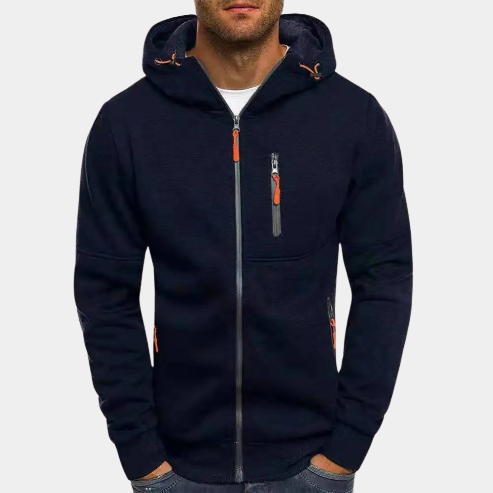 Anselmo | Men's Zip-Up Long Sleeve Drawstring Hoodie