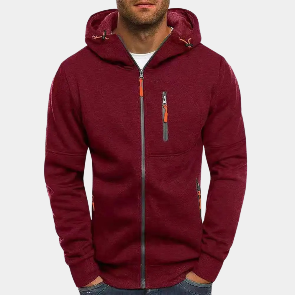 Anselmo | Men's Zip-Up Long Sleeve Drawstring Hoodie