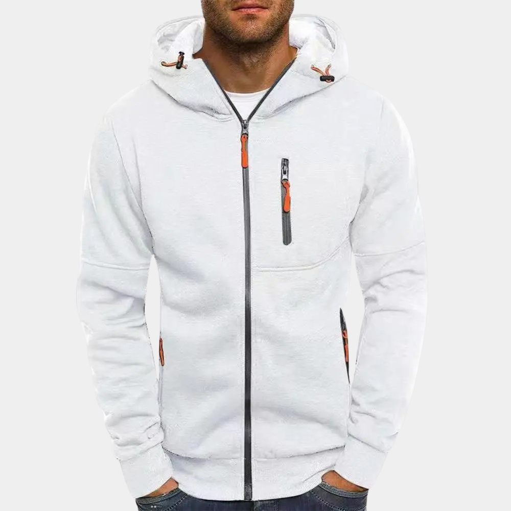 Anselmo | Men's Zip-Up Long Sleeve Drawstring Hoodie