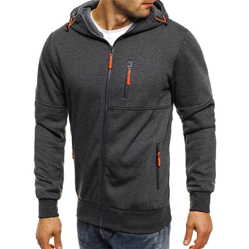 Anselmo | Men's Zip-Up Long Sleeve Drawstring Hoodie
