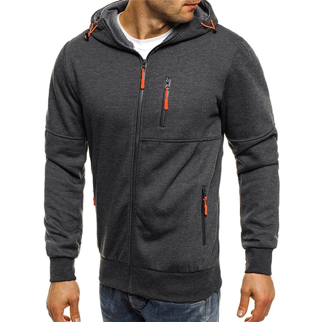 Anselmo | Men's Zip-Up Long Sleeve Drawstring Hoodie