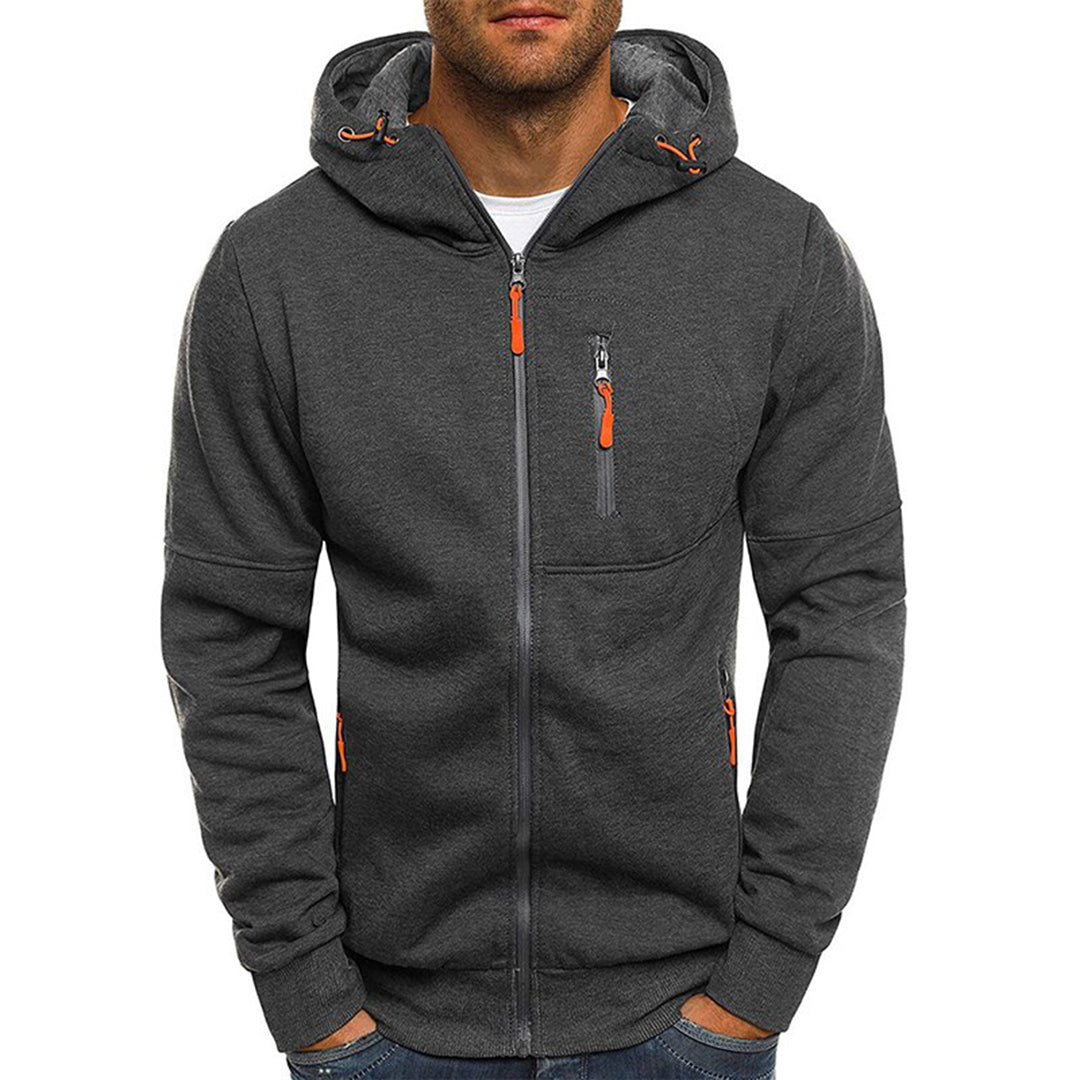 Anselmo | Men's Zip-Up Long Sleeve Drawstring Hoodie