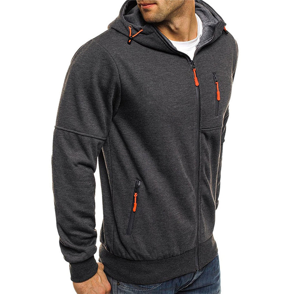 Anselmo | Men's Zip-Up Long Sleeve Drawstring Hoodie