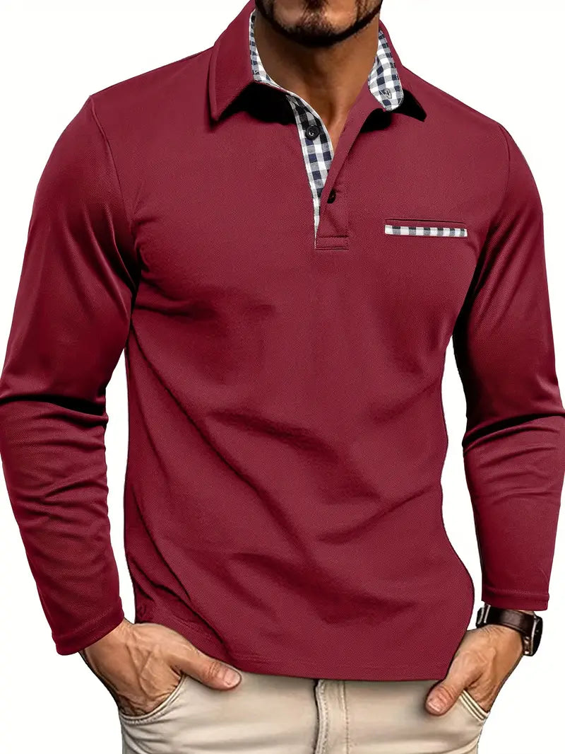 Anthonie | Men's Long Sleeve Button Front Collared Polo Shirt