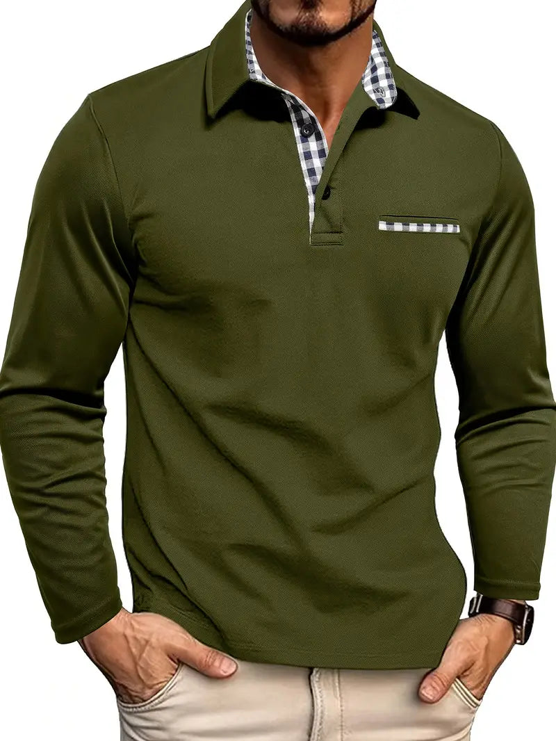 Anthonie | Men's Long Sleeve Button Front Collared Polo Shirt