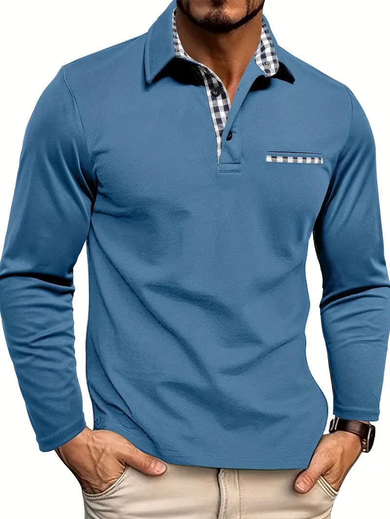 Anthonie | Men's Long Sleeve Button Front Collared Polo Shirt