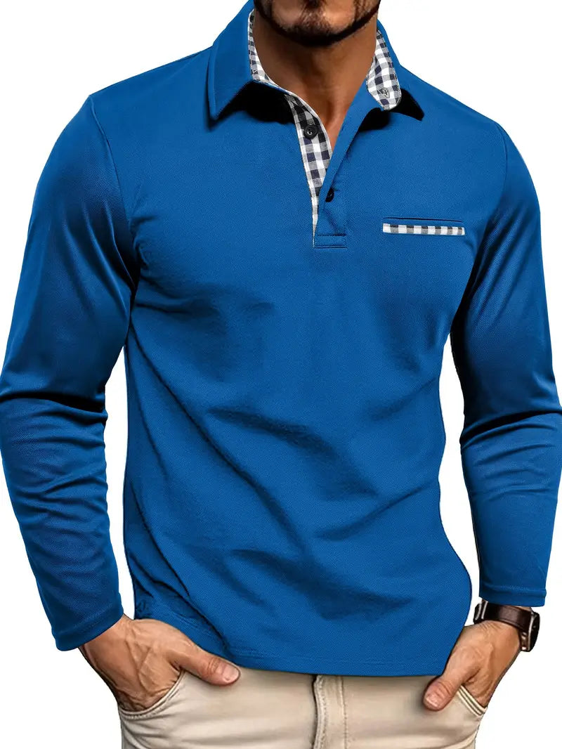 Anthonie | Men's Long Sleeve Button Front Collared Polo Shirt