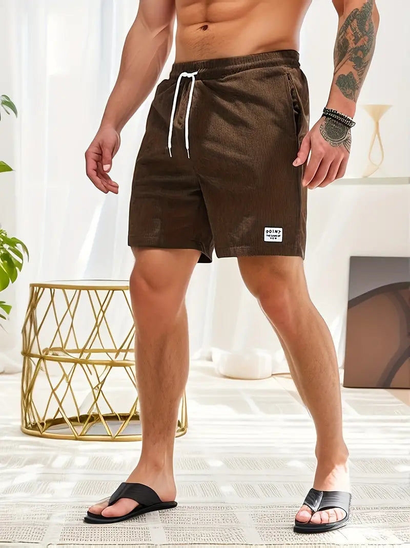 Antoine | Men's Drawstring Side Pockets Ribbed Summer Shorts