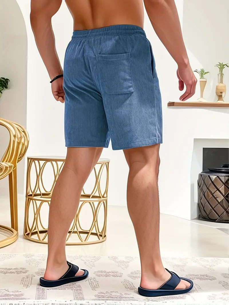 Antoine | Men's Drawstring Side Pockets Ribbed Summer Shorts