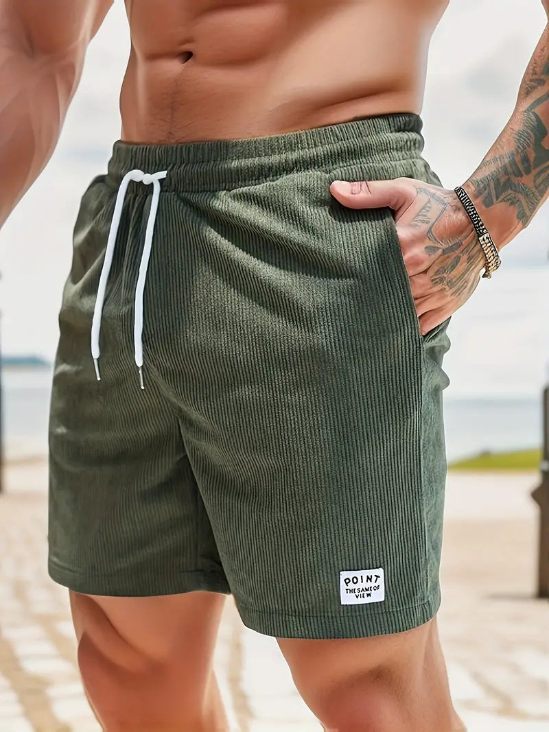 Antoine | Men's Drawstring Side Pockets Ribbed Summer Shorts