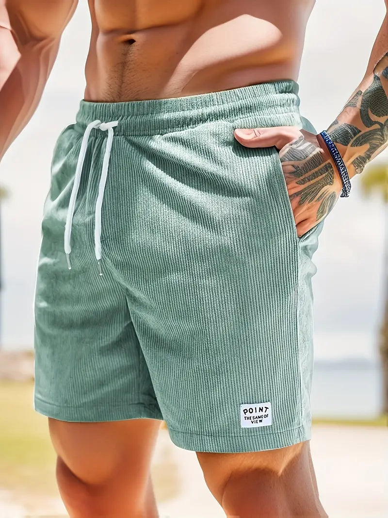 Antoine | Men's Drawstring Side Pockets Ribbed Summer Shorts